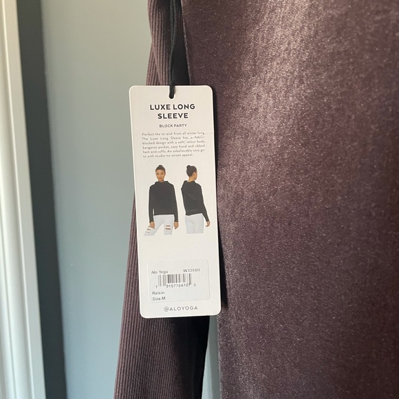 ALO YOGA Luxe Velour Long Sleeve Hoodie in Raisin - Picture 7 of 7